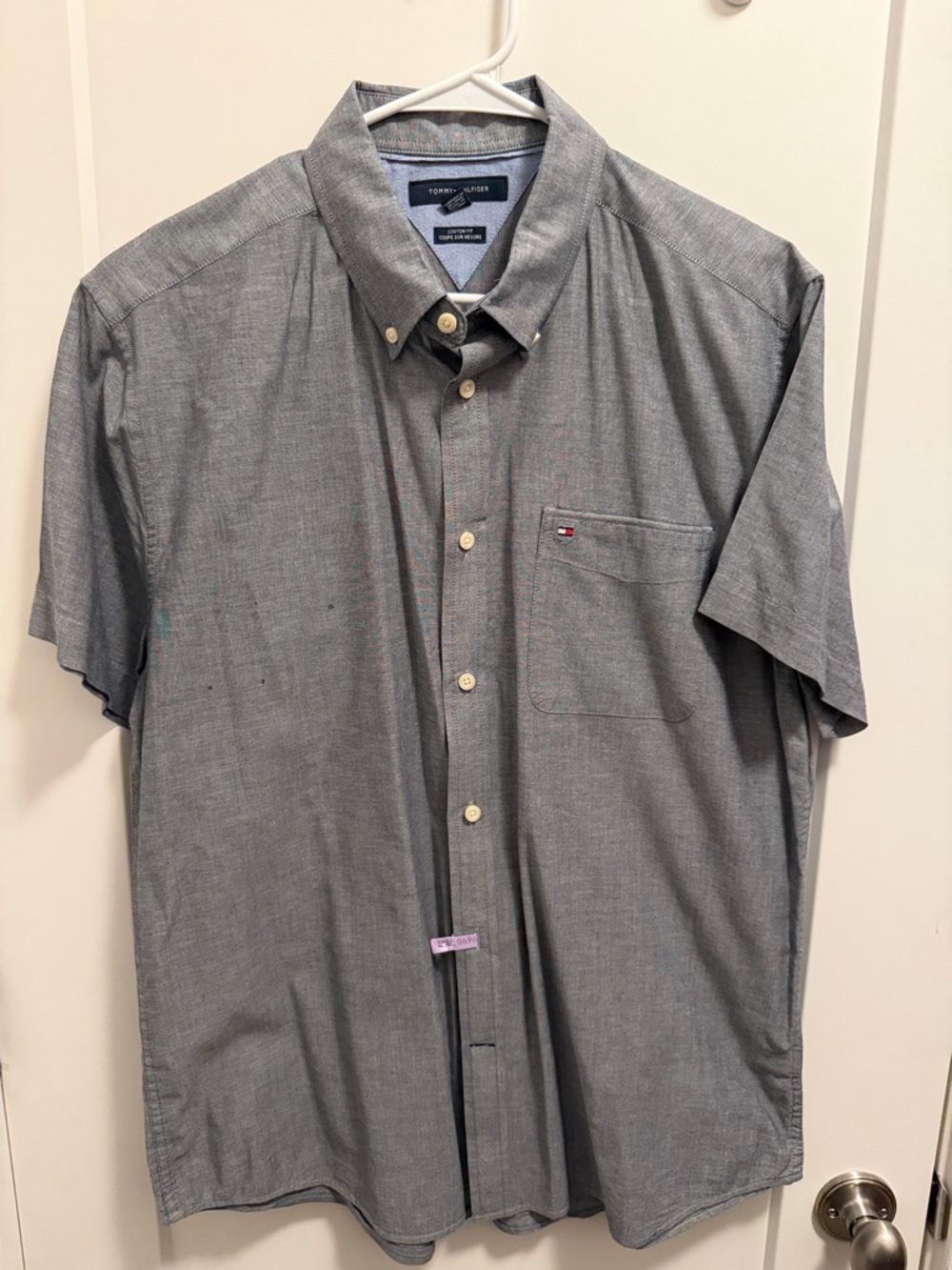 Tommy Hilfiger Men’s Short-Sleeve Button-Down Shirt - Light Gray